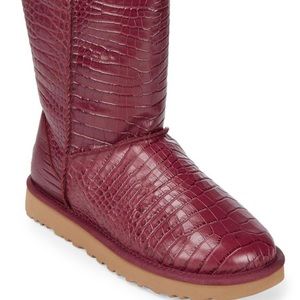 Not For Sale,UGG, Classic Short Crocodile Embossed Boots, Size 7, Burgundy